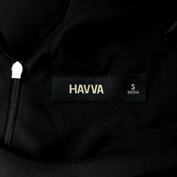 HAVVA Ballet Bow Back Tailored Seam Fit and Flare Mini Dress Black Minimal Small - Picture 9 of 11